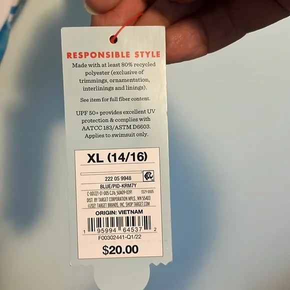 Cat & Jack NWT Girls 14/16 Rash Guard Swim - Picture 5 of 7